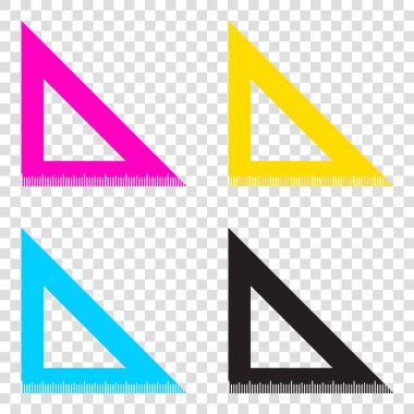 Cetvel işareti illüstrasyon. CMYK simgeleri şeffaf arka plan. C