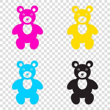 Oyuncak ayı illüstrasyon işareti. CMYK simgeleri şeffaf backgrou