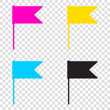 Bayrak illüstrasyon işareti. CMYK simgeleri şeffaf arka plan. Cy