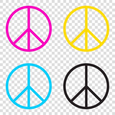 Barış işareti illüstrasyon. CMYK simgeleri şeffaf arka plan. C