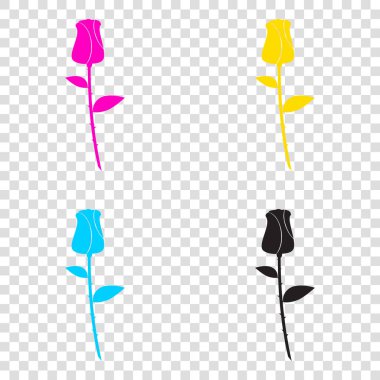 Gül işareti illüstrasyon. CMYK simgeleri şeffaf arka plan. Cy