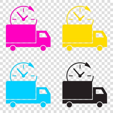 Teslimat işareti illüstrasyon. CMYK simgeleri şeffaf arka plan üzerinde