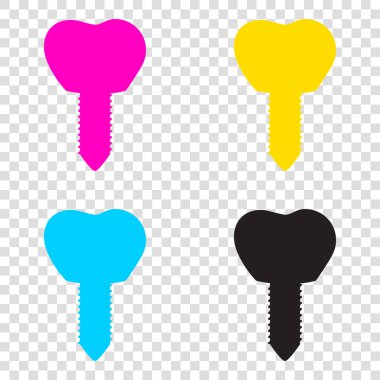 Diş implantı işareti illüstrasyon. CMYK simgeleri şeffaf backg