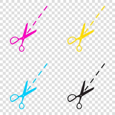 Makas illüstrasyon işareti. CMYK simgeleri şeffaf arka plan üzerinde