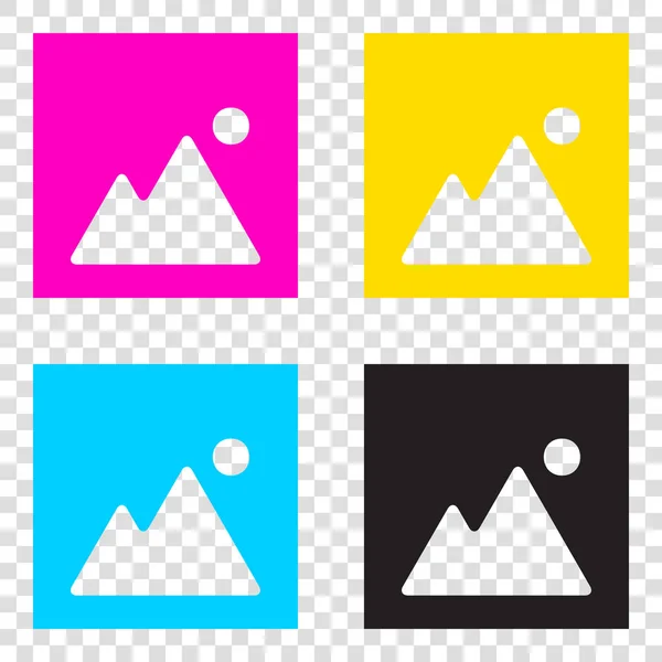 Ilustración del signo de imagen. CMYK iconos sobre fondo transparente. C — Vector de stock