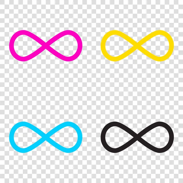 Sınırsız sembolü şekil. CMYK simgeleri şeffaf backgro
