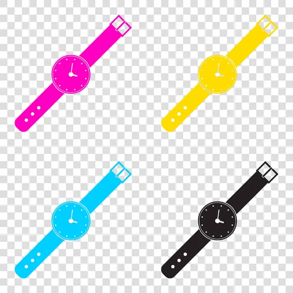 Watch sign illustration. CMYK icons on transparent background. C — Stock Vector