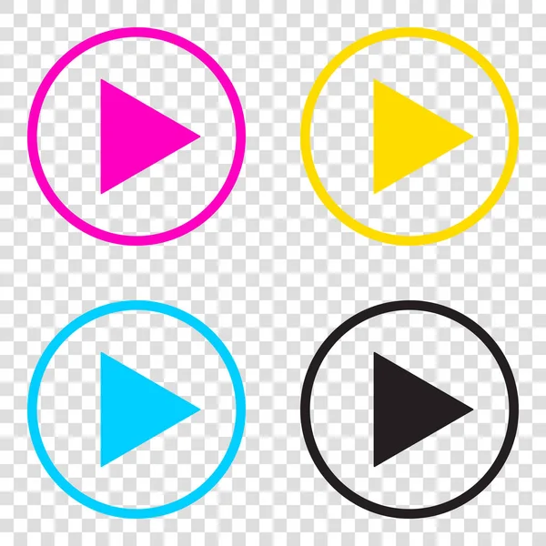 İşareti illüstrasyon oynamak. CMYK simgeleri şeffaf arka plan. Cy