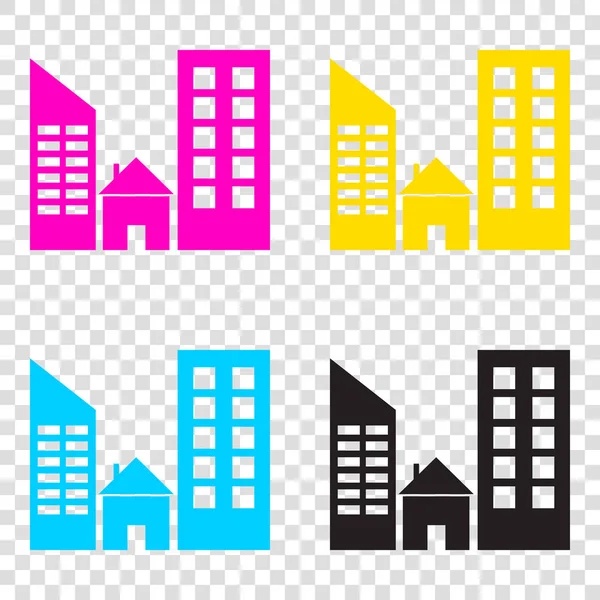 Real estate sign. CMYK icons on transparent background. Cyan, ma — Stock Vector