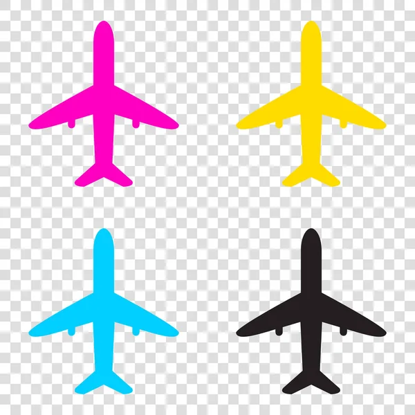 Flygplan tecken illustration. CMYK-ikoner på transparent bakgrund — Stock vektor