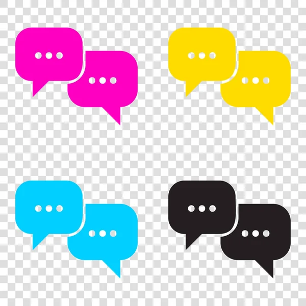 Speech bubbles sign. CMYK icons on transparent background. Cyan, — Stock Vector