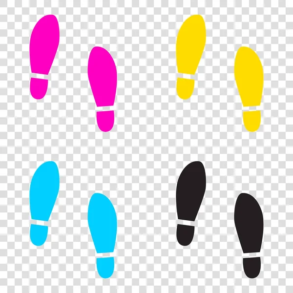 Impressum zolen schoenen teken. CMYK-pictogrammen op transparante achtergrond. — Stockvector