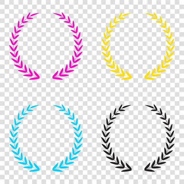 Defne çelengi işareti. CMYK simgeleri şeffaf arka plan. Deniz mavisi, 