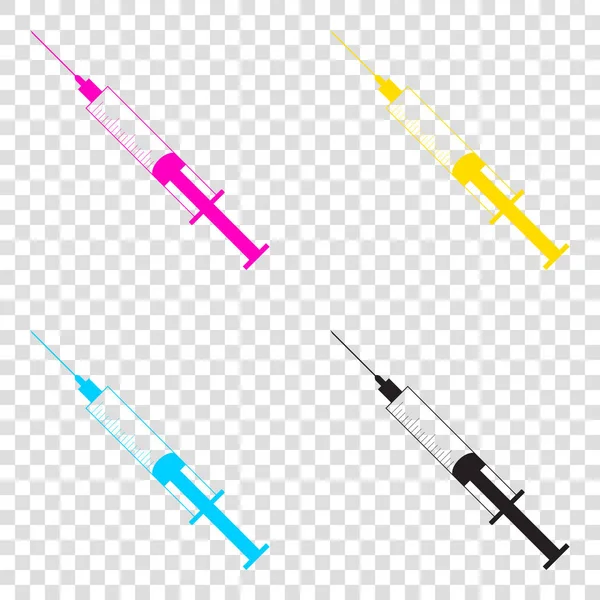 Syringe sign illustration. CMYK icons on transparent background. — Stock Vector