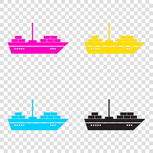 Schip teken illustratie. CMYK-pictogrammen op transparante achtergrond. CY — Stockvector