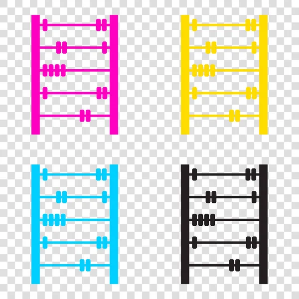 Retro abacus jele. CMYK ikonok-ra átlátszó háttér. Ciánkék, m — Stock Vector