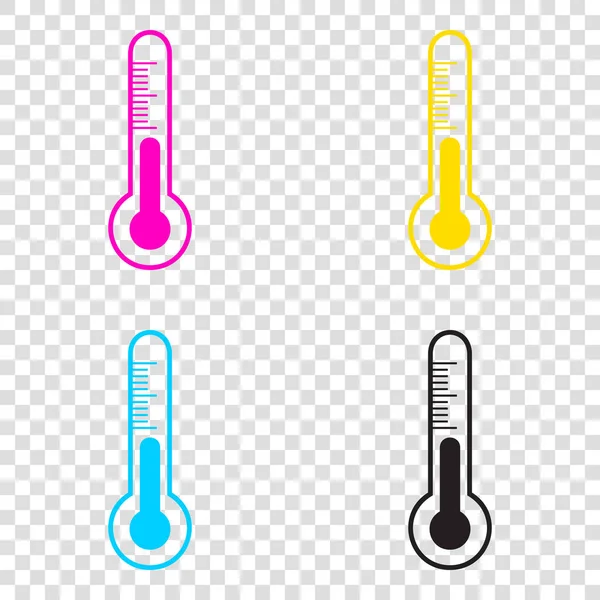 Meteo 진단 기술 온도계 기호입니다. 트 란에 Cmyk 아이콘 — 스톡 벡터