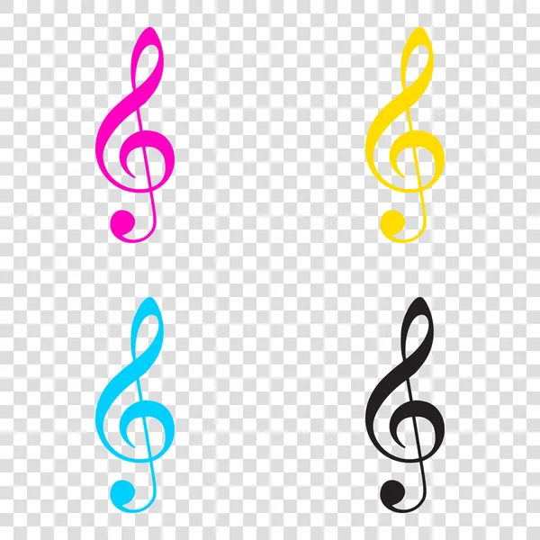 Señal de clave de violín musical. G-clave. Una clave triple. CMYK iconos en trans — Archivo Imágenes Vectoriales