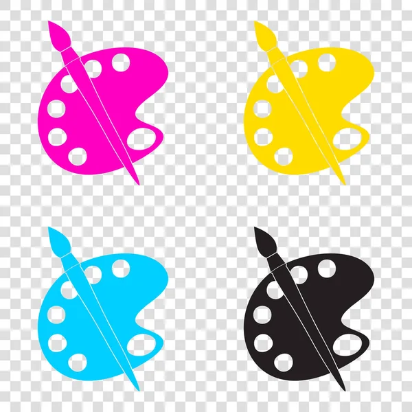 Palet ve fırça oturum açın. CMYK simgeleri şeffaf arka plan. Cy