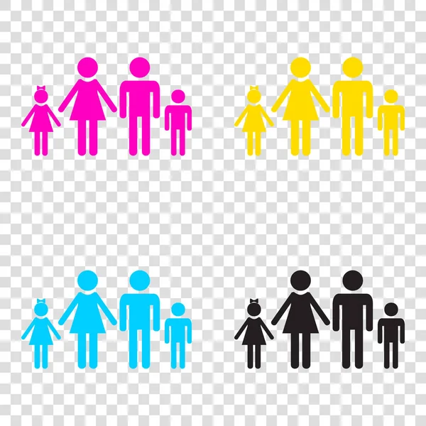 Family sign illustration. CMYK icons on transparent background. — Stock Vector