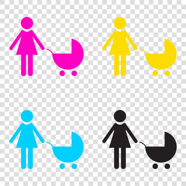 Family sign illustration. CMYK icons on transparent background. — Stock Vector