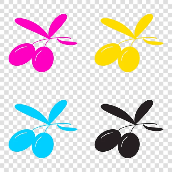 Zeytin illüstrasyon işareti. CMYK simgeleri şeffaf arka plan üzerinde. 