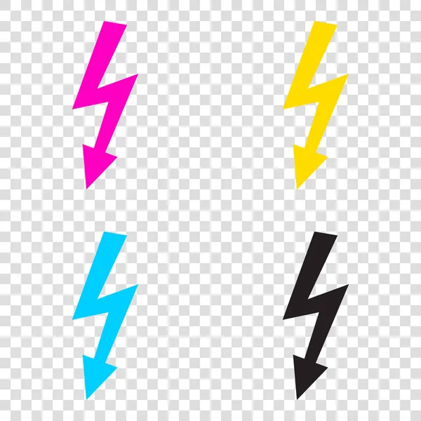 Hoogspanning gevaar teken. CMYK-pictogrammen op transparante achtergrond. — Stockvector