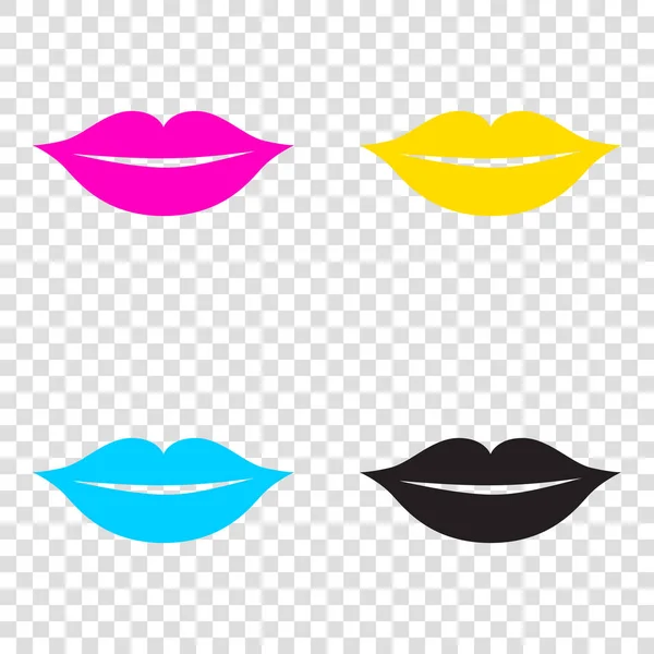 Lippen ondertekenen illustratie. CMYK-pictogrammen op transparante achtergrond. CY — Stockvector