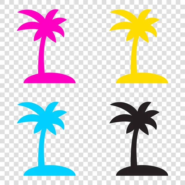Знак кокосовой пальмы. CMYK иконки на прозрачном фоне. Сай — стоковый вектор