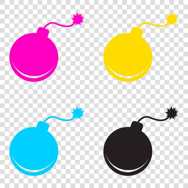 Bomb sign illustration. CMYK icons on transparent background. Cy — Stock Vector