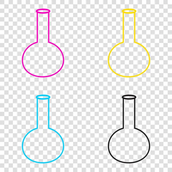 Tubo. Signo de cristal del laboratorio. Iconos CMYK sobre fondo transparente — Vector de stock