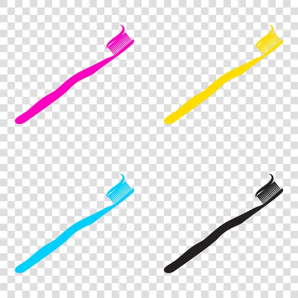Diş fırçası ile uygulanan diş macunu bölümü. CMYK simgeleri transp