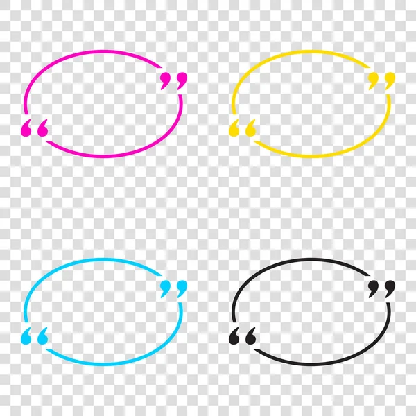 Metin tırnak işareti. CMYK simgeleri şeffaf arka plan. Camgöbeği, mag