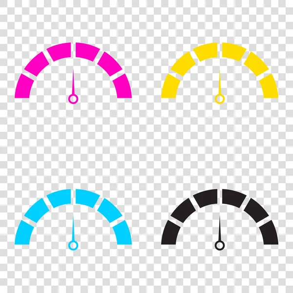 Speedometer sign illustration. CMYK icons on transparent backgro — Stock Vector