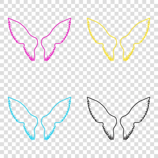 Kanatları illüstrasyon işareti. CMYK simgeleri şeffaf arka plan. C