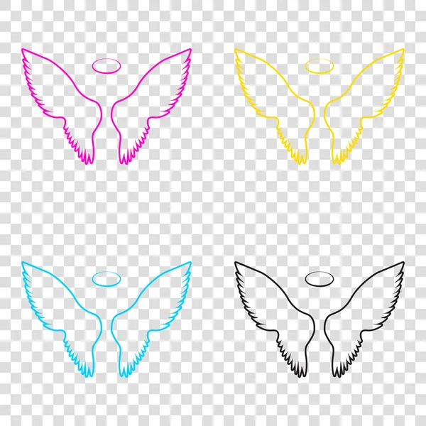 Kanatları illüstrasyon işareti. CMYK simgeleri şeffaf arka plan. C