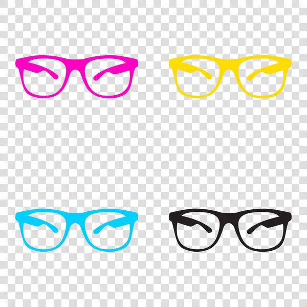 Sunglasses sign illustration. CMYK icons on transparent backgrou — Stock Vector