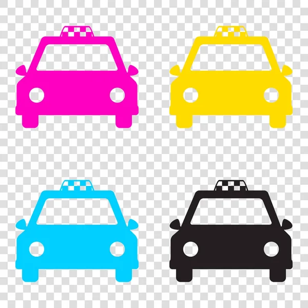 Taxi sign illustration. CMYK icons on transparent background. Cy — Stock Vector