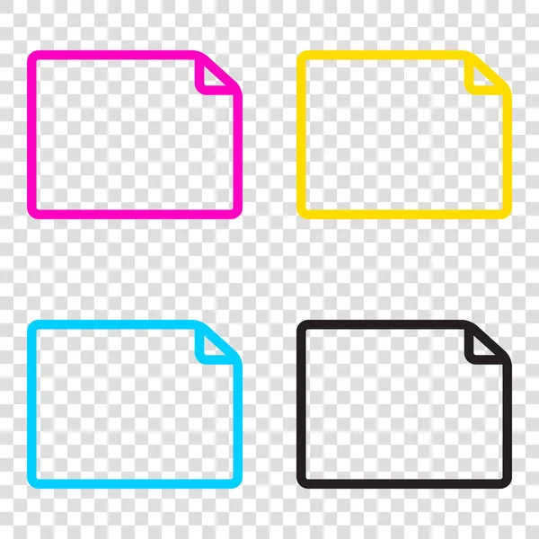 Ilustración de signo de documento horisontal. iconos CMYK en transparente — Vector de stock