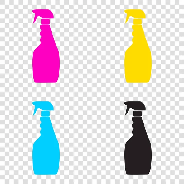 Πλαστικό μπουκάλι για τον καθαρισμό. Εικόνες CMYK σε διαφανή backgroun — Διανυσματικό Αρχείο