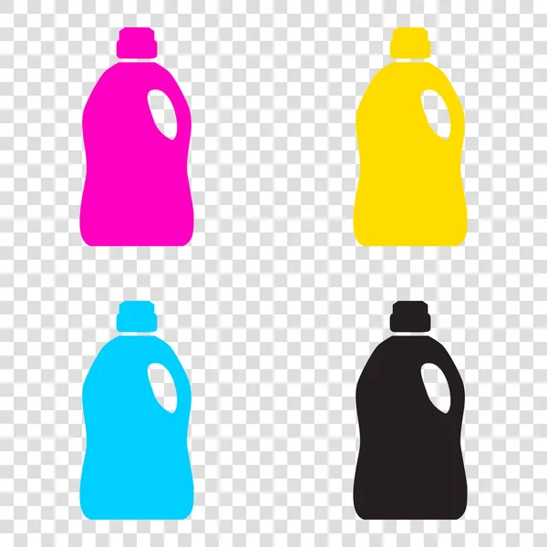 Botol plastik untuk membersihkan. ikon CMYK pada backgroun transparan - Stok Vektor