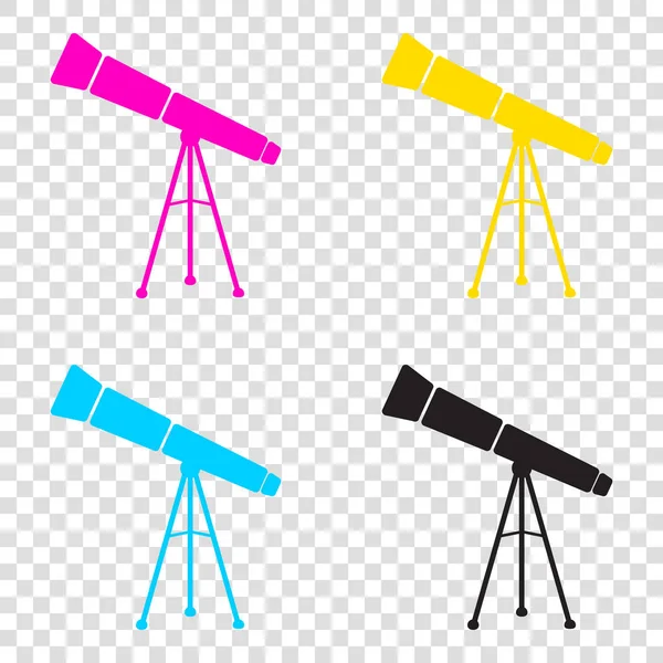 Señal simple del telescopio. CMYK iconos sobre fondo transparente. Cya. — Archivo Imágenes Vectoriales