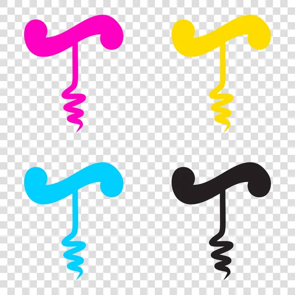Simple corkscrew sign. CMYK icons on transparent background. Cya — Stock Vector