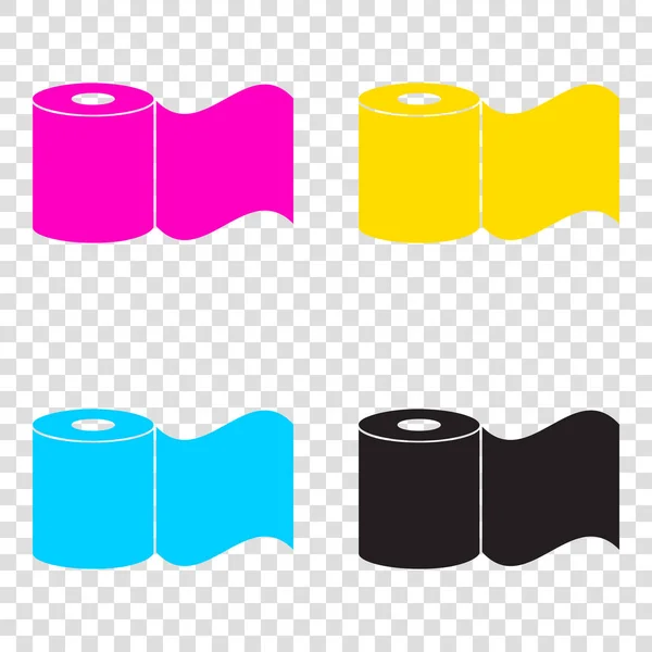 Toilet Paper sign. CMYK icons on transparent background. Cyan, m — Stock Vector