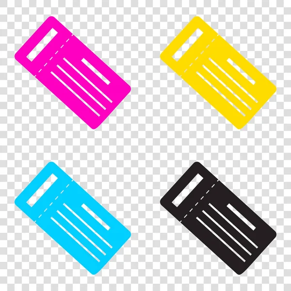 Bilet basit kayıt. CMYK simgeleri şeffaf arka plan. Deniz mavisi, 