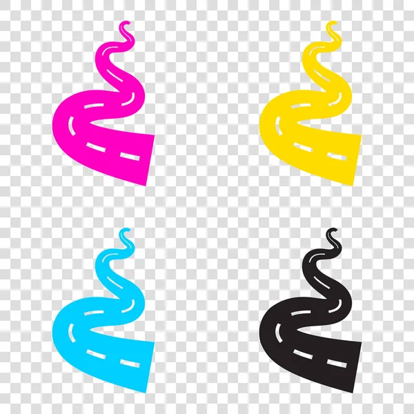 Yol basit işaret. CMYK simgeleri şeffaf arka plan. Camgöbeği, ma