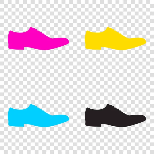 Señal de zapatos de hombre. CMYK iconos sobre fondo transparente. Cian, mago — Vector de stock