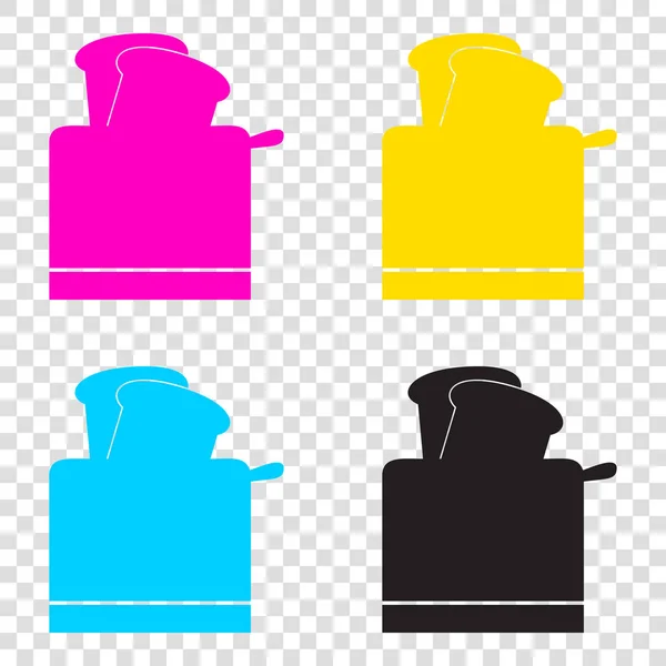 Toaster simple sign. CMYK icons on transparent background. Cyan, — Stock Vector