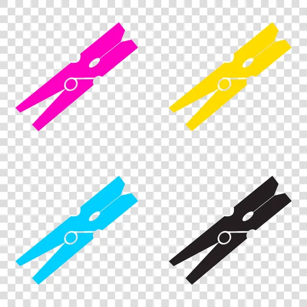 Giysi peg işareti. CMYK simgeleri şeffaf arka plan. Camgöbeği, ma