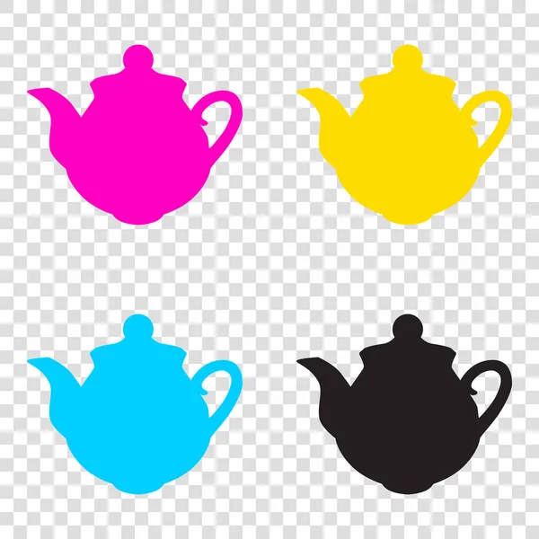 Tea maker sign. CMYK icons on transparent background. Cyan, mage — Stock Vector
